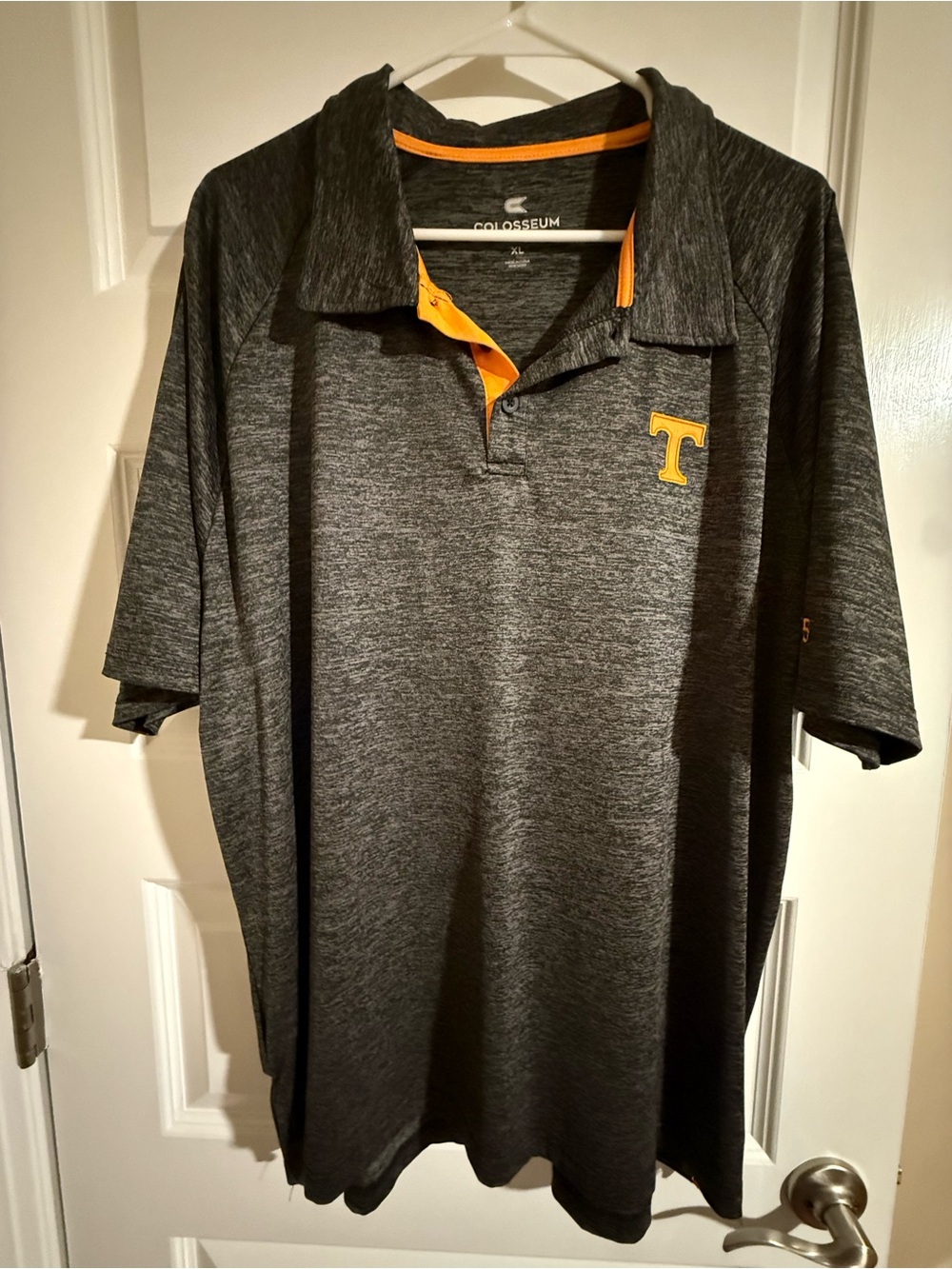 Colosseum Men's Dark Gray Polo with Orange Accent and 'T' Patch